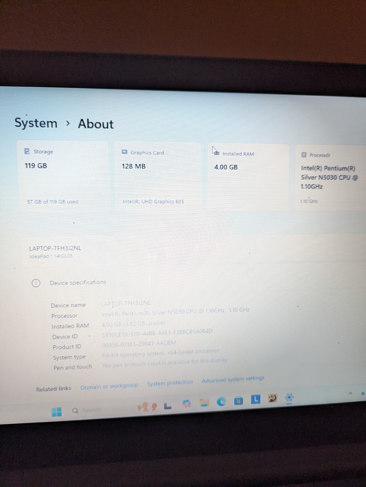 LENOVO 81VU000JUS IdeaPad 1 14IGL05 14″ HD Pentium Silver N5030 1.1GHz Win 11