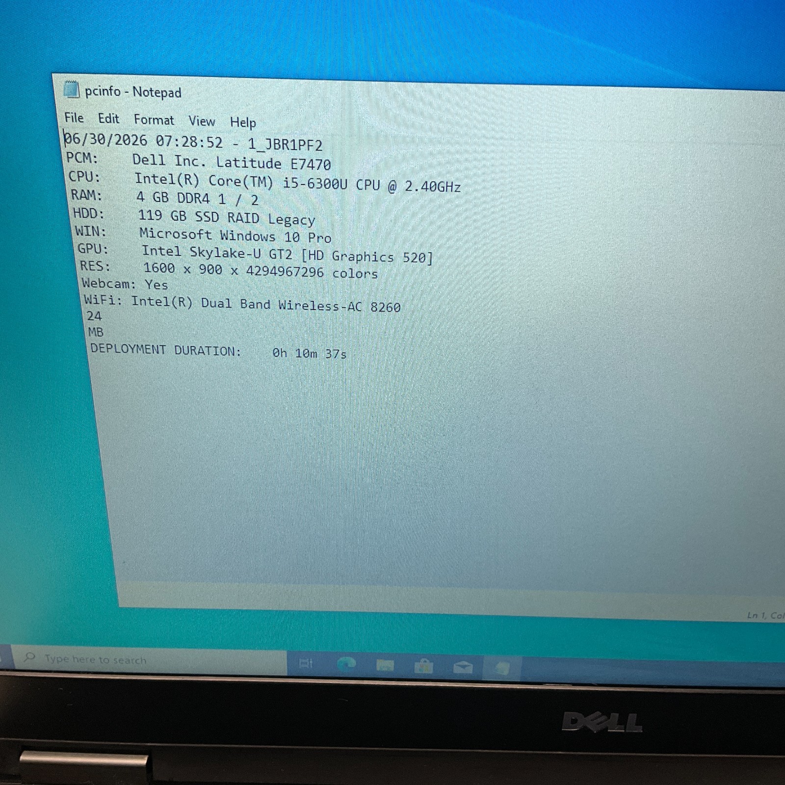 Dell Latitude E7470 Intel i5-6300U 2.4GHz 4GB 128GB SSD Windows 10 Pro Laptop!