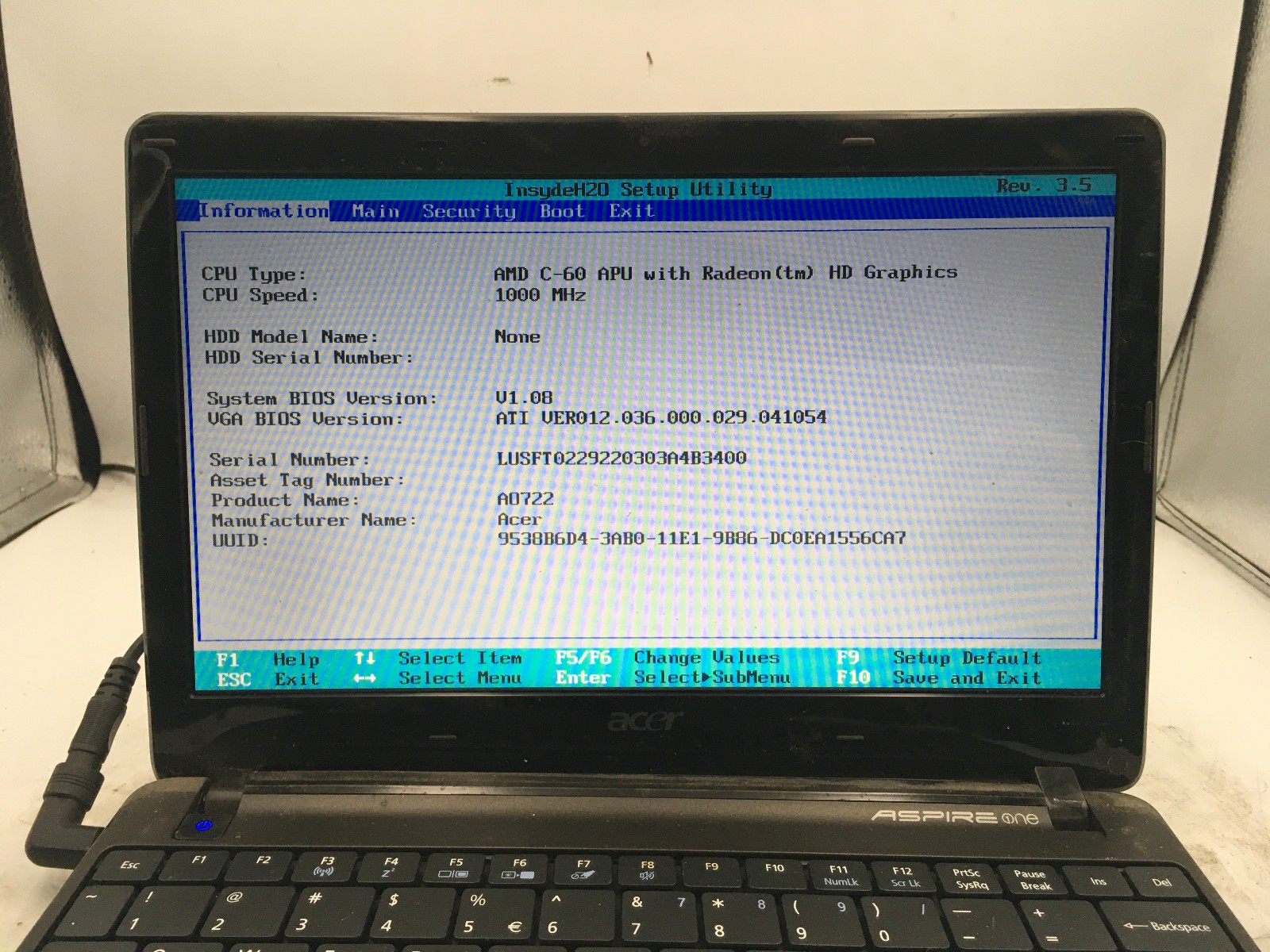 ACER ASPIRE ONE 722 – LOT OF 3 – BOOTS TO BIOS – AMD C60 – NO RAM -READ DESC- BB