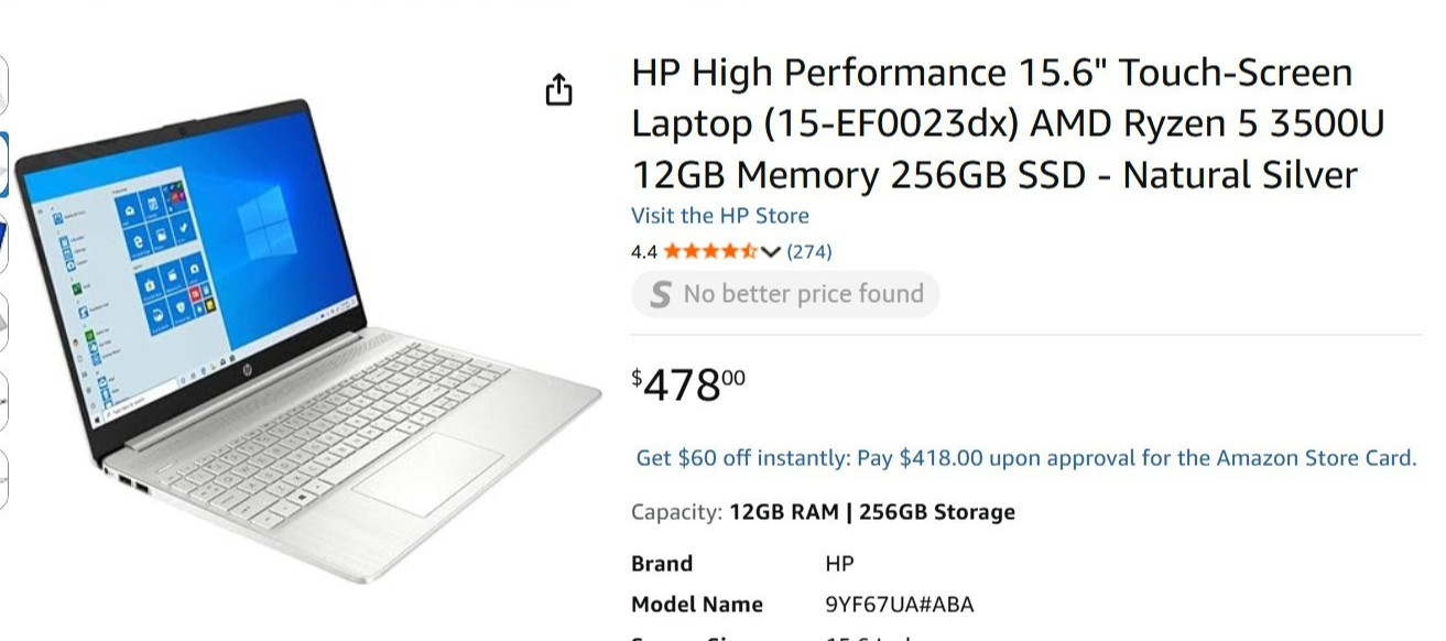 HP HIGH PERFORMANCE WXGA Touch Ryzen 5 3500U 12GB RAM 1TB NVME 3YR WARRANTY