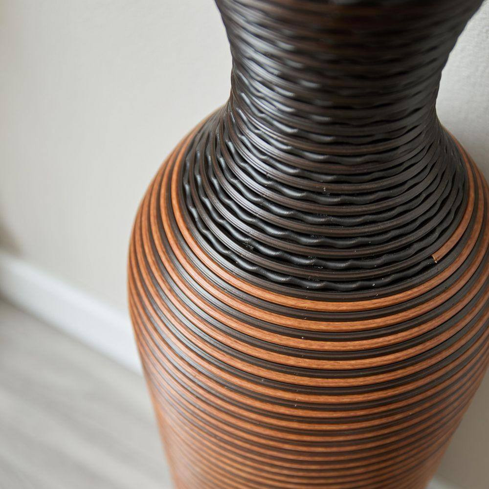 Classic Neat 28 In. Brown Black Cylinder PVC Floor/Desktop Decorative Vase Artif