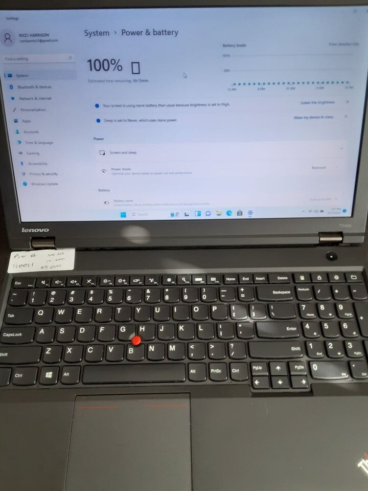 THINKPAD LENOVO T540P, i7 @ 2.4 GHz, 16 GB RAM, 512 GB M.2 SSD WINDOWS 11 PRO.