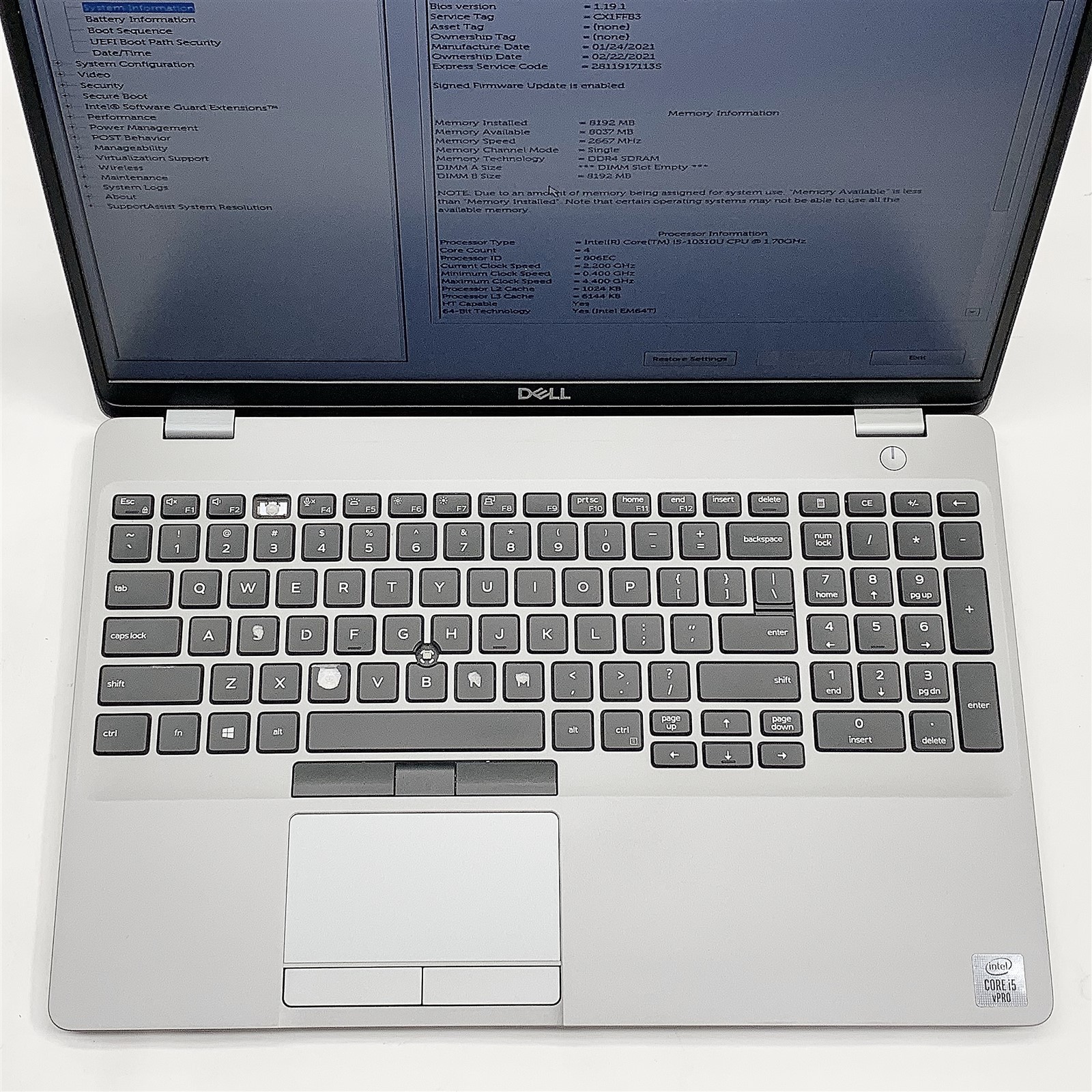 Dell Latitude 5510 Laptop Intel Core i5 10310U 1.70GHZ 15.6″ FHD 8GB RAM NO HDD
