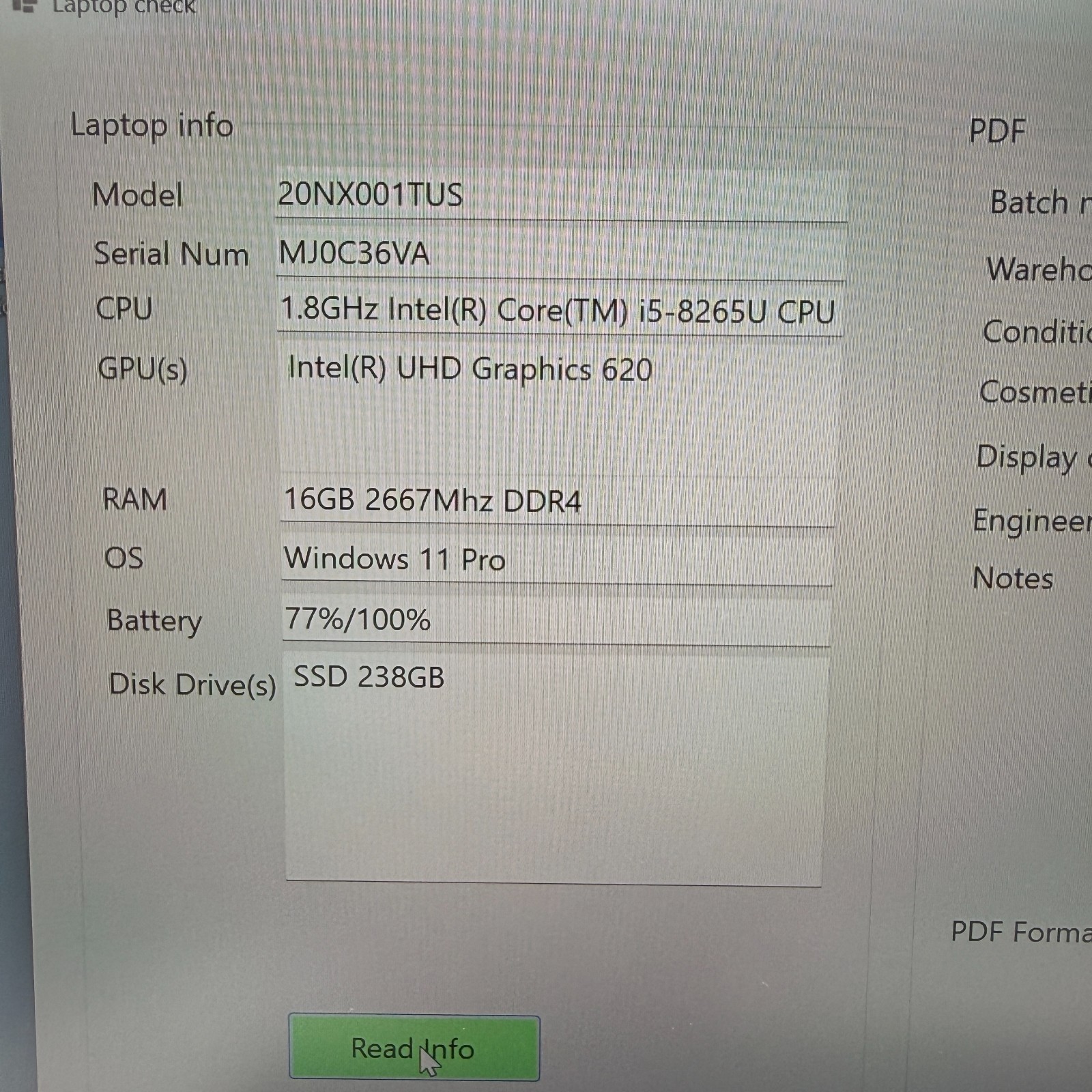Lenovo ThinkPad T490s 14″ i5-8265U 16GB RAM 256GB SSD Win11 Pro Fingerprin Fair