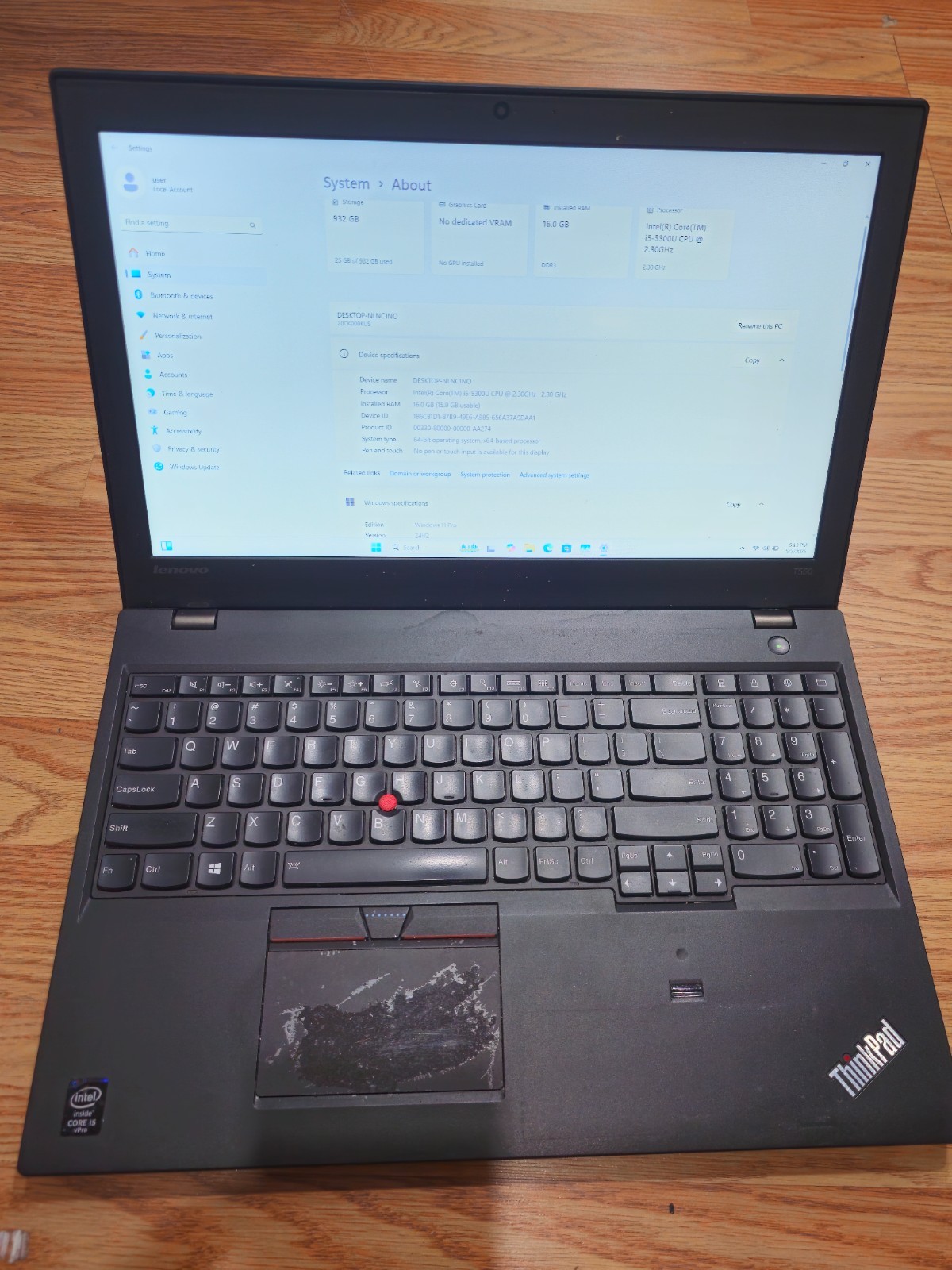 Lenovo ThinkPad T550 15.6″ i5-5200U 2.20GHz 16GB 1TB Win 11