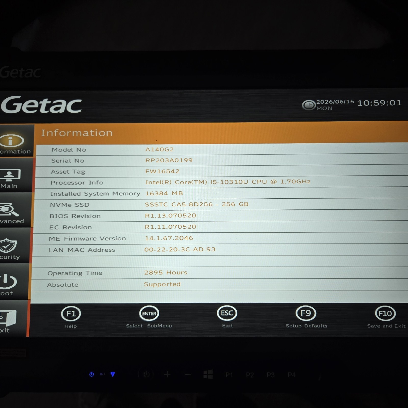 Getac A140 G2 Rugged Tablet Core i5-10310U 1.7GHz 256GB SSD 16GB Ram — Grade B