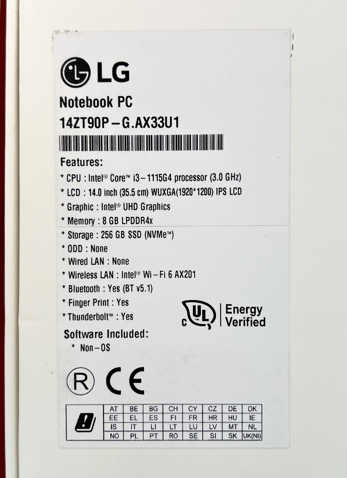 LG GRAM 14ZT90P 14″ THIN CLIENT NOTEBOOK WUXGA 256GB / 8GB, INTEL i3 11th-1115G4
