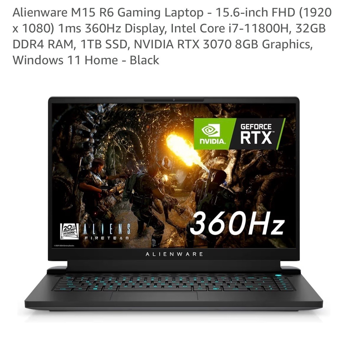 Alienware M15 R6 Gaming Laptop – 15.6-inch FHD