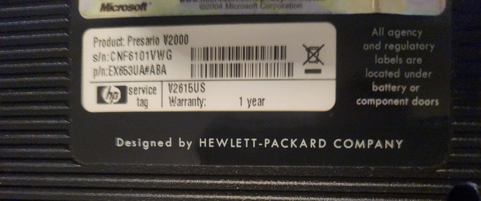 Compaq Presario V2615US Laptop With Box Free Shipping