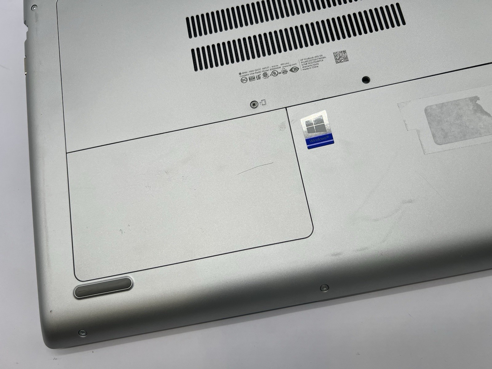 HP ProBook 450 G5, i5-8250U CPU, @ 1.60GHz, 8GB RAM, 256GB SSD-No OS/Charger