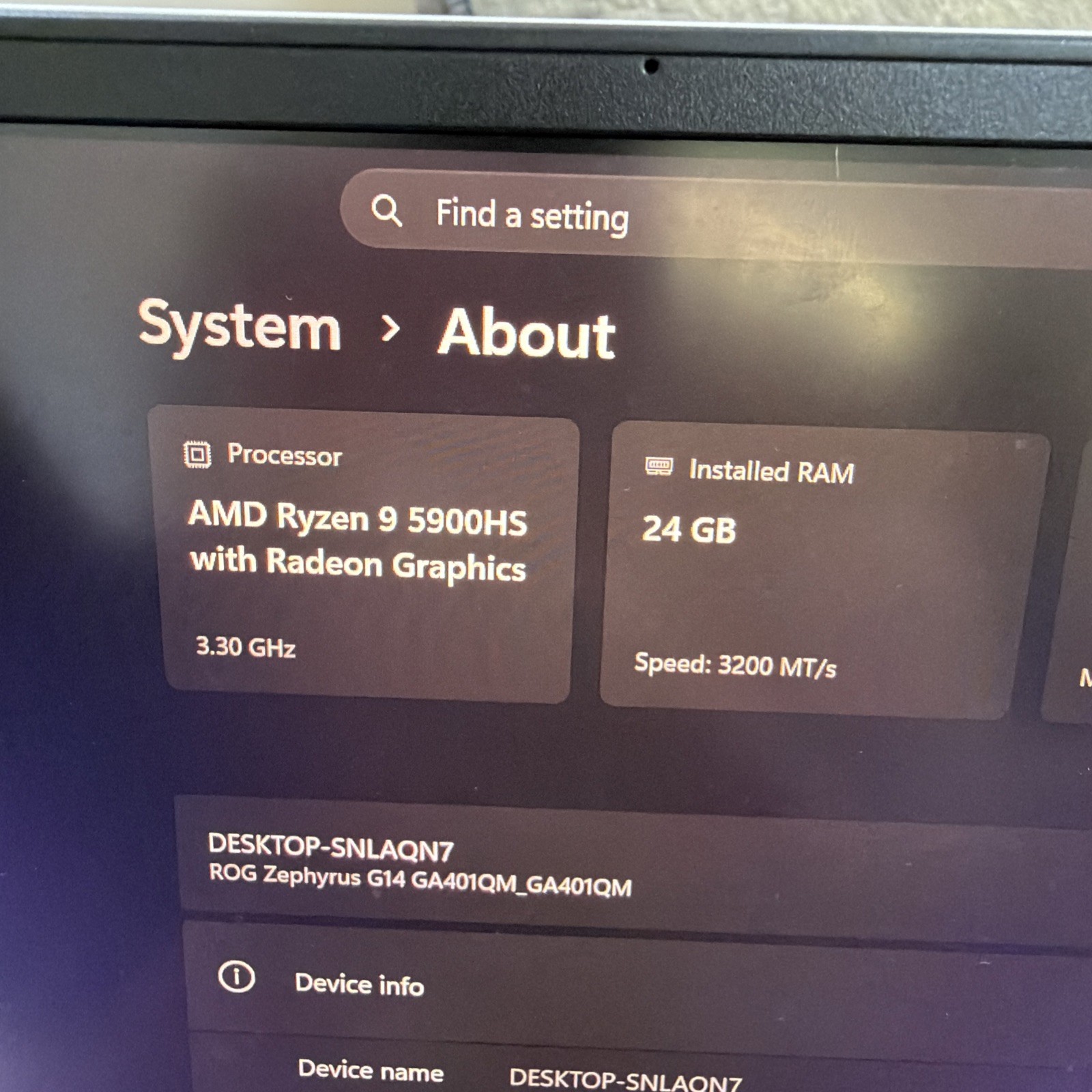 ROG Zephyrus G14 Laptop 14-inch AMD Ryzen 9 1TB SSD 24GB RAM 3060 RTX