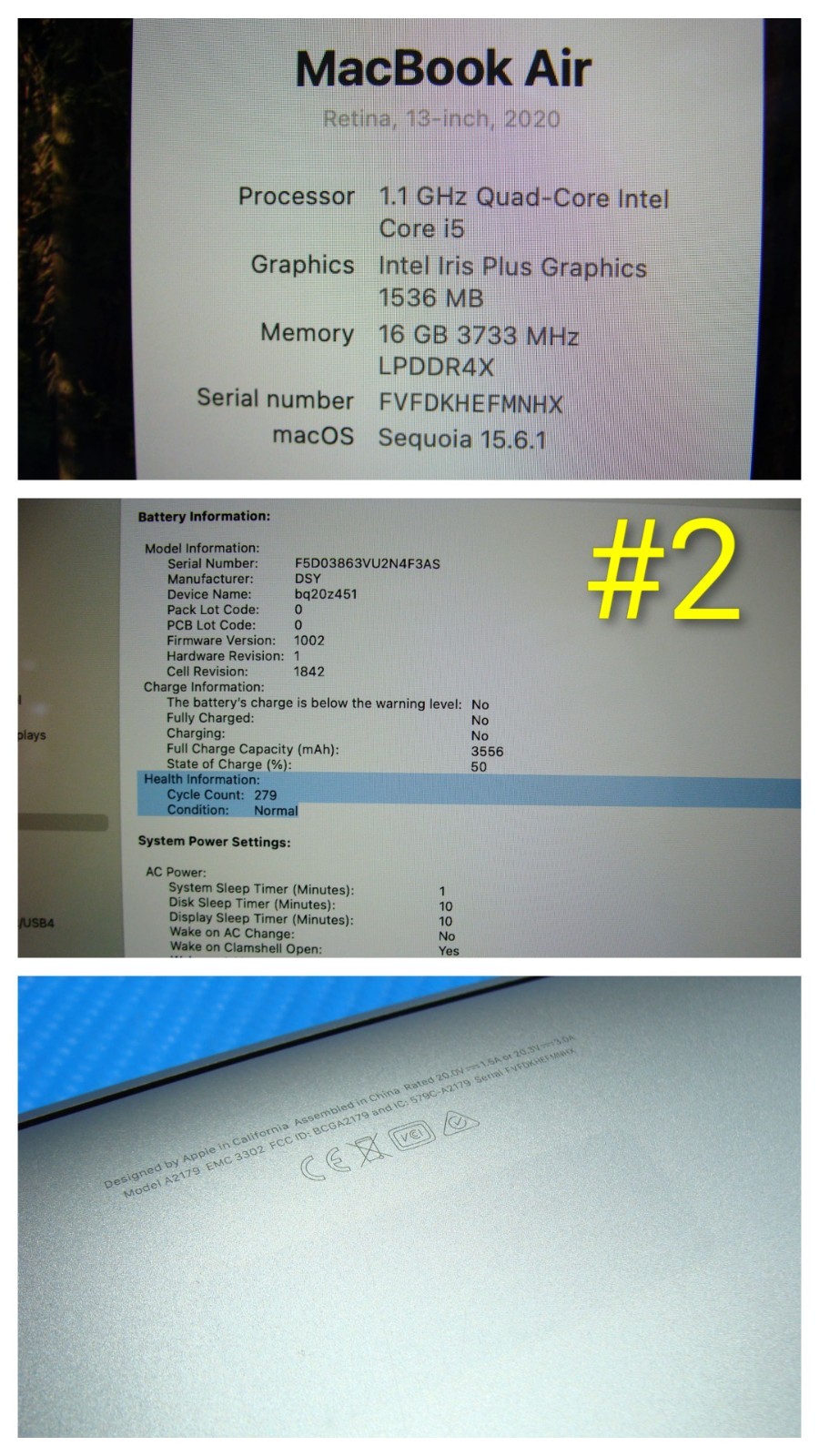 Apple MacBook Air 13.3″ A2179 2020 i5-1030NG7 1.1GHz 16GB 256GB Sequoia MVH2LL/A