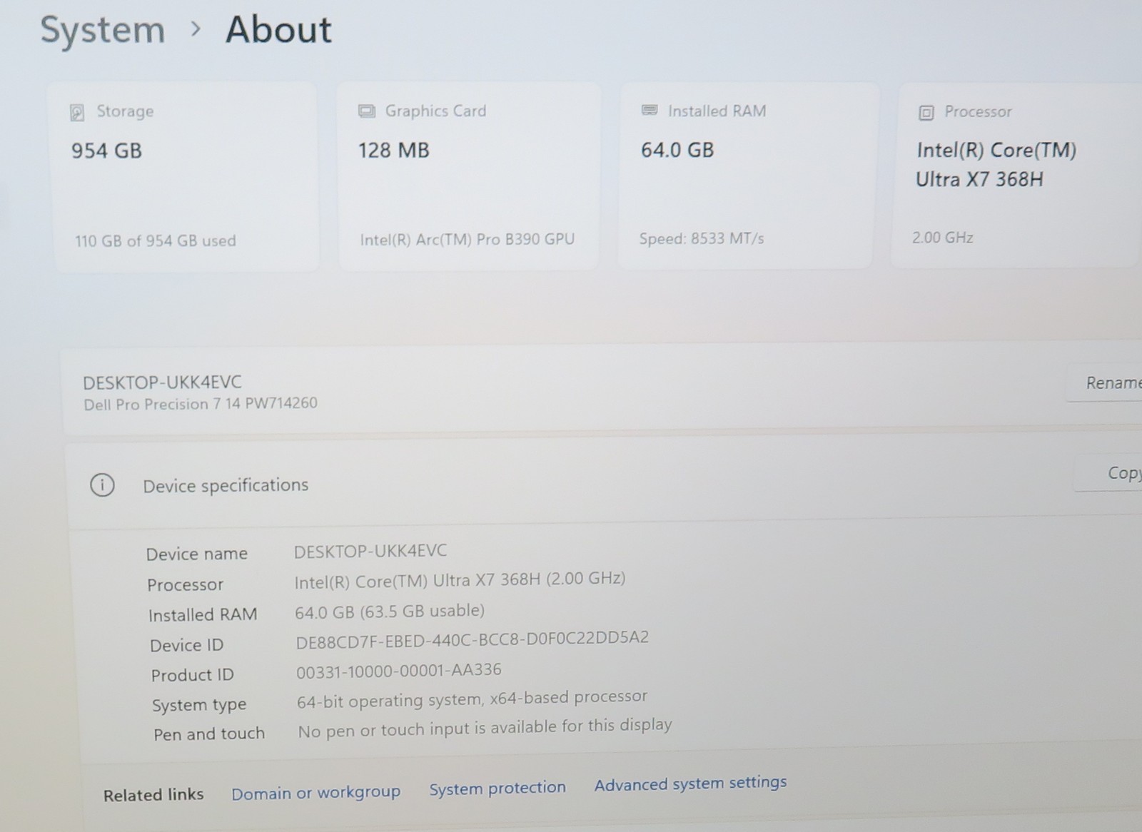 Dell Pro Precision 7 14″ Intel Core Ultra X7 368H 64GB RAM 1TB SSD Arc B390 2026