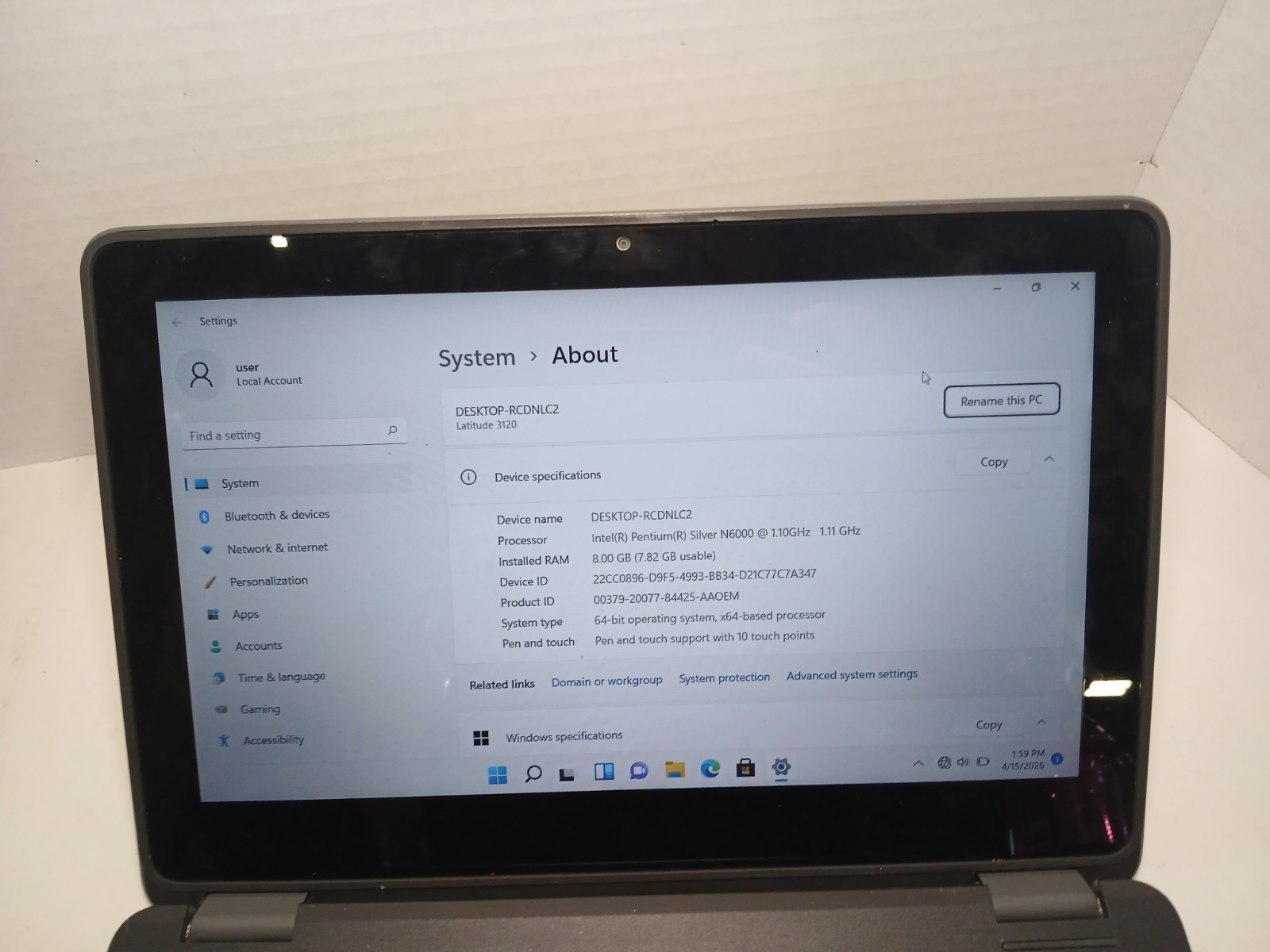 Dell Latitude 3120 2-in-1 Laptop 11.6″ Pentium N6000 8GB RAM 128GB SSD #97