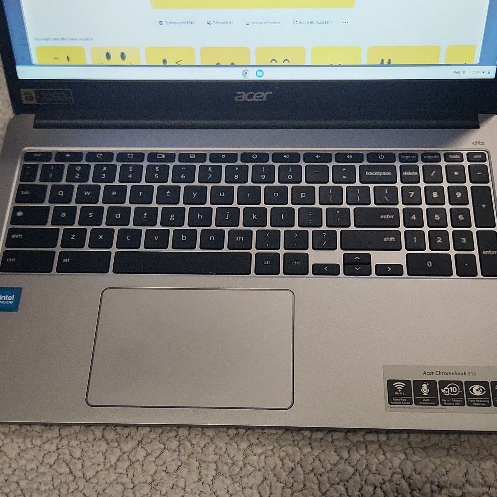 Acer Chromebook 315 CB315-4H 15.6″ Full HD Wi-Fi 6 Silver OceanGlass Touchpad