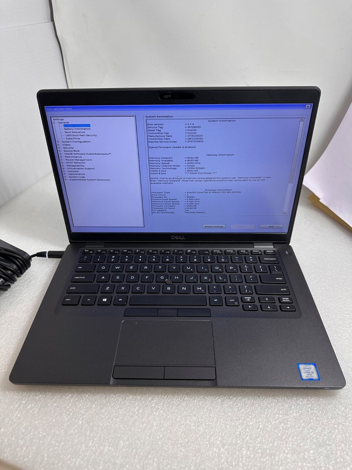 Dell Latitude 5400 14″ FHD Laptop Intel Core i5-8365U 8GB ram 256GB PCIe