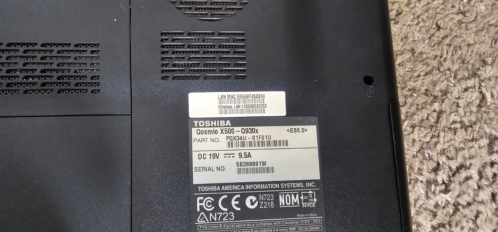 Toshiba Qosmio X500-Q930X i7-2630QM, 16GB RAM, 500GB SSD, 2TB HDD, Win 10 Pro
