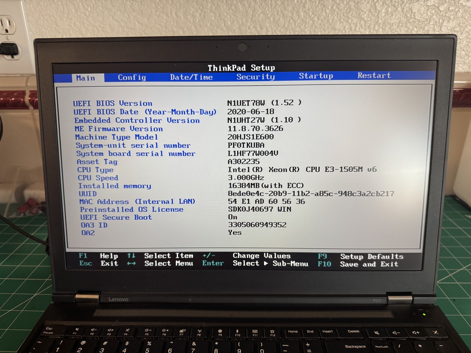Lenovo Thinkpad P51 Xeon E3-1505M v6 3.0GHz 16GB RAM (NO SSD,AC ADAPTER,OS)