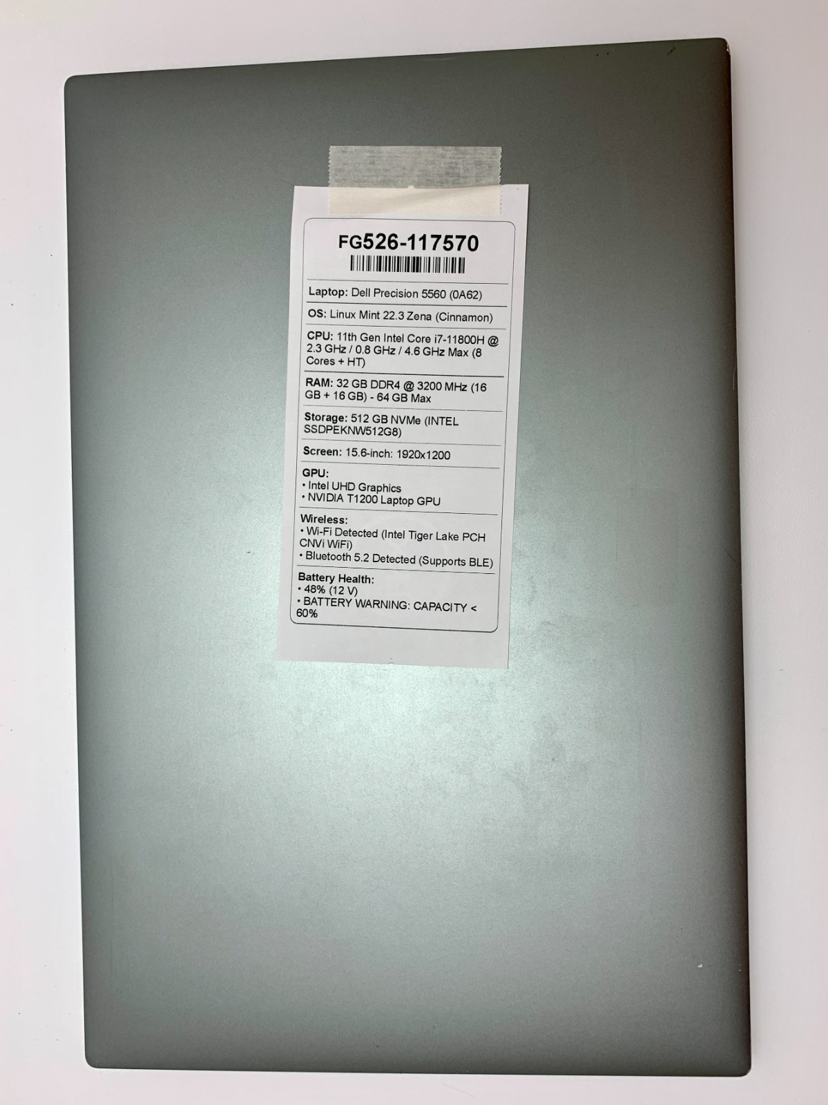 Dell Precision 5560 | i7-11800H | 32GB RAM | 512GB NVMe | LINUX