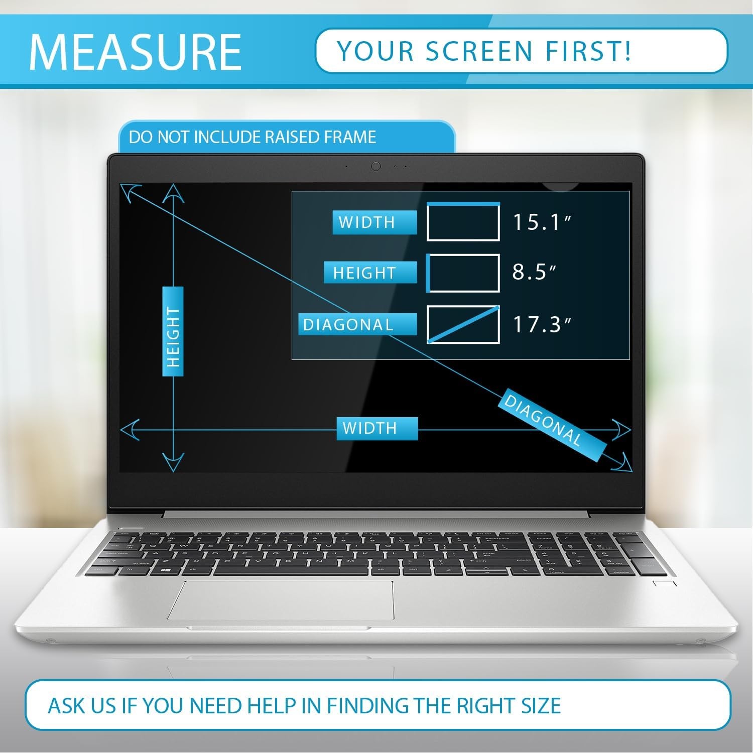 Privacy Screen Filter for 17.3 Inches Laptop, 15.1 inch width x 8.5 inch height