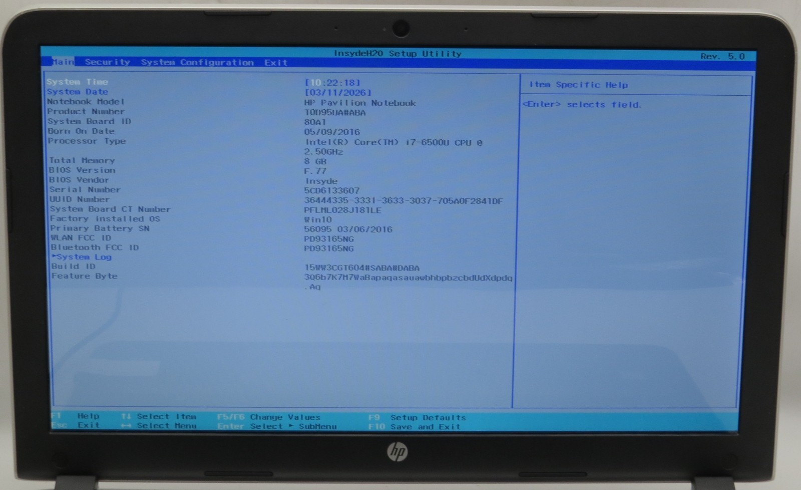 HP Pavilion | 15.6″ i7-6500U @ 2.50GHz | 8GB DDR3 | No HDD/OS/AC