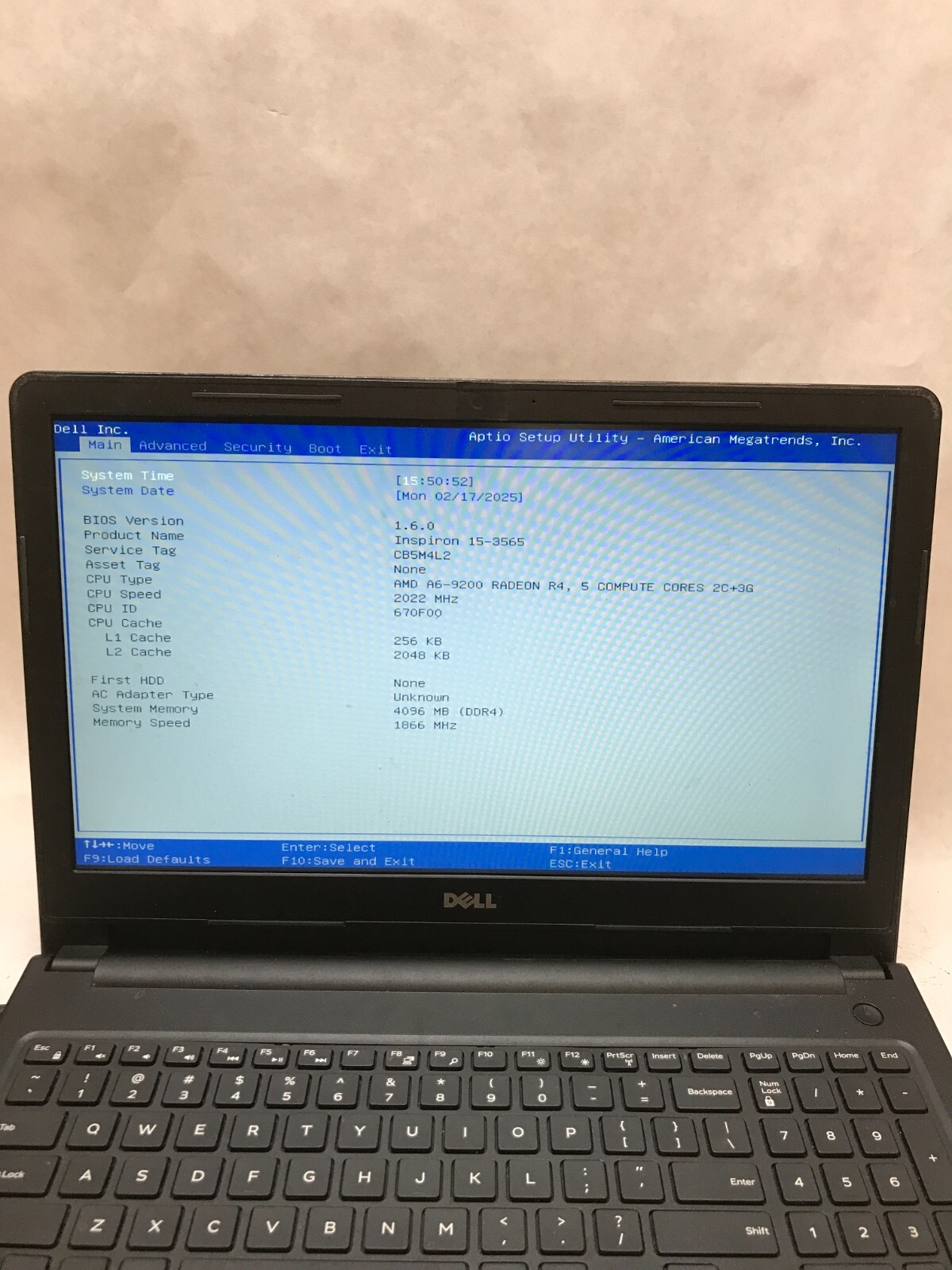 Dell Inspiron 15-3565 15″ Laptop AMD A6-9200 2.022GHz 4GB RAM NO HDD/OS AS IS DW