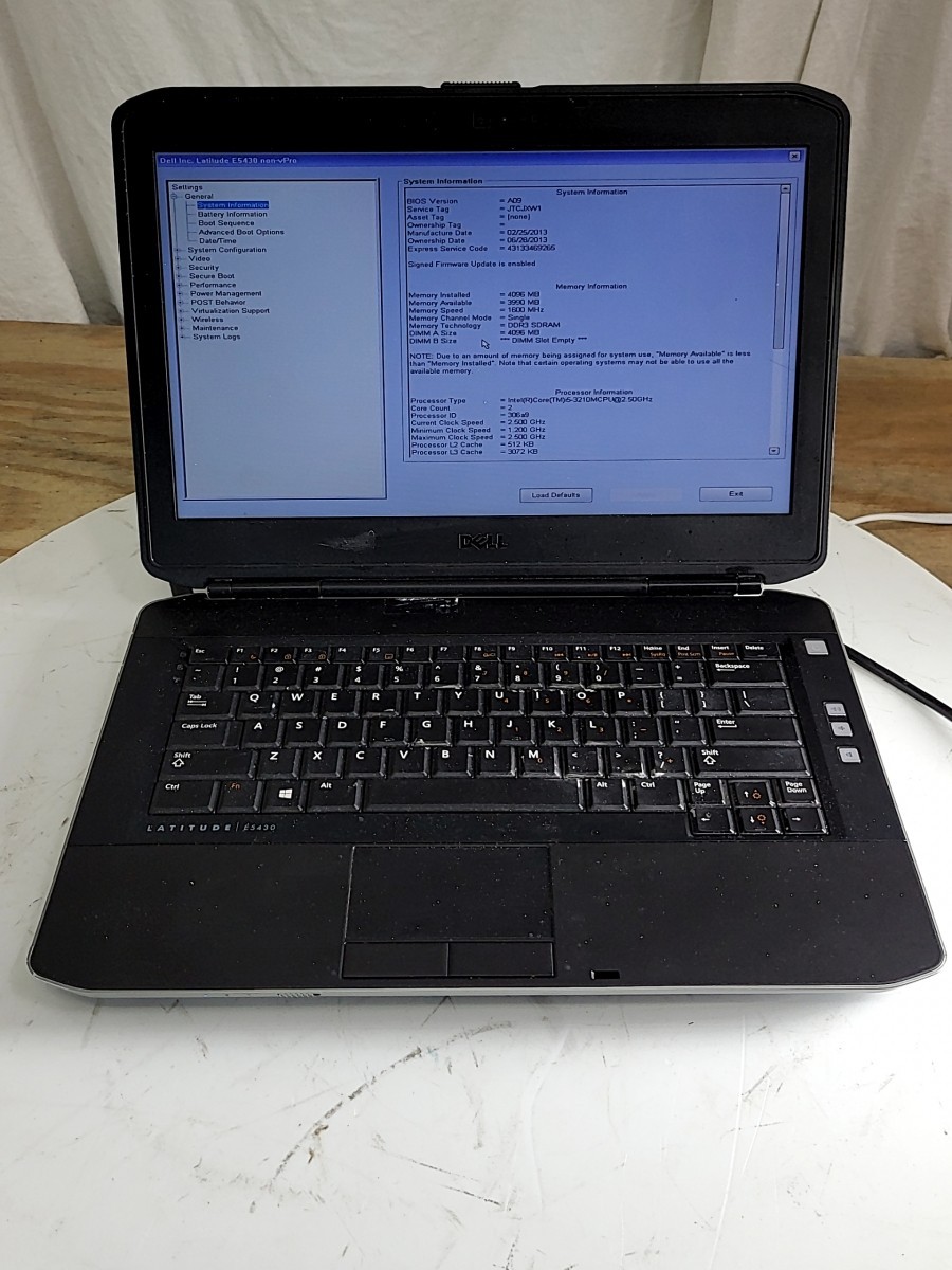 DELL LATITUDE E5430 NON-VPRO Laptop Intel I5-3210M 4GB 320GB SEE NOTES