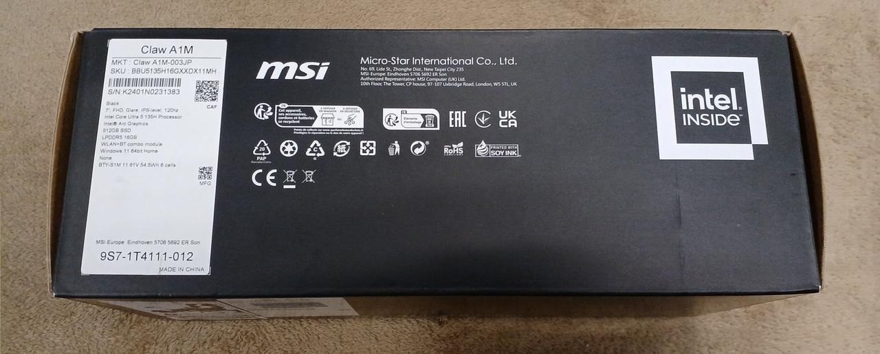 MSI Claw Ultra 5 Handheld Console System MS-1T41 Black w/Case Used from Japan