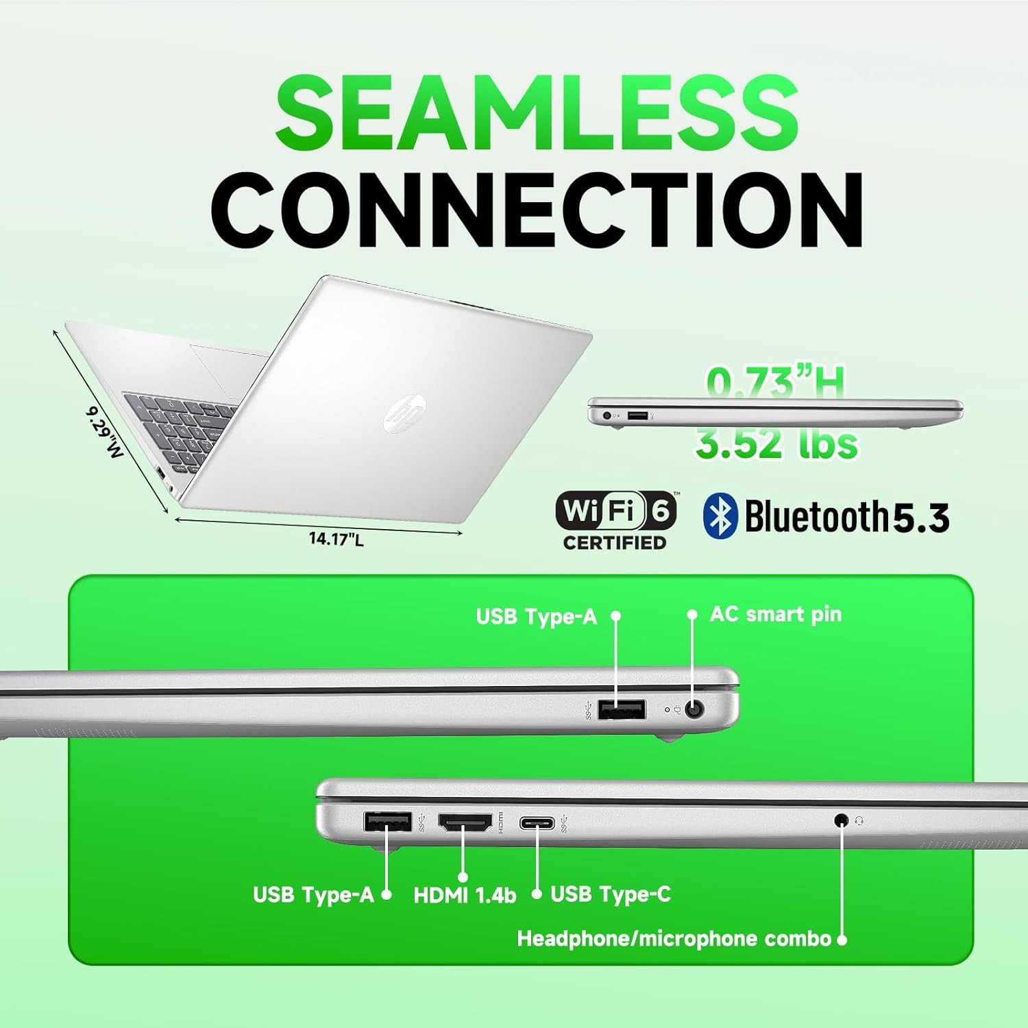 HP 2025 Laptop Win11Pro core i3-1315U 15.6″ HD 32GB RAM-1TB SSD Touch Silver