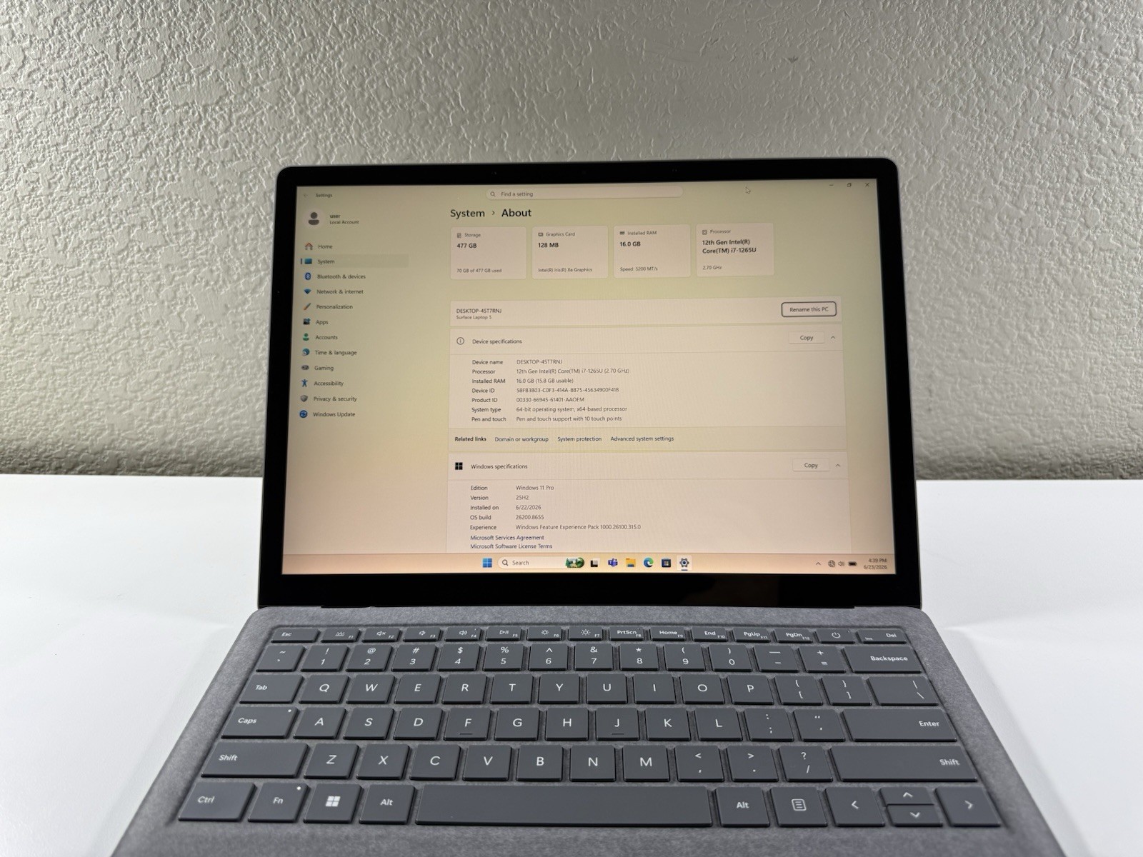 Microsoft Surface Laptop 5 13.5” 1950 Intel Core i7-1265U 16GB RAM 512GB NVME