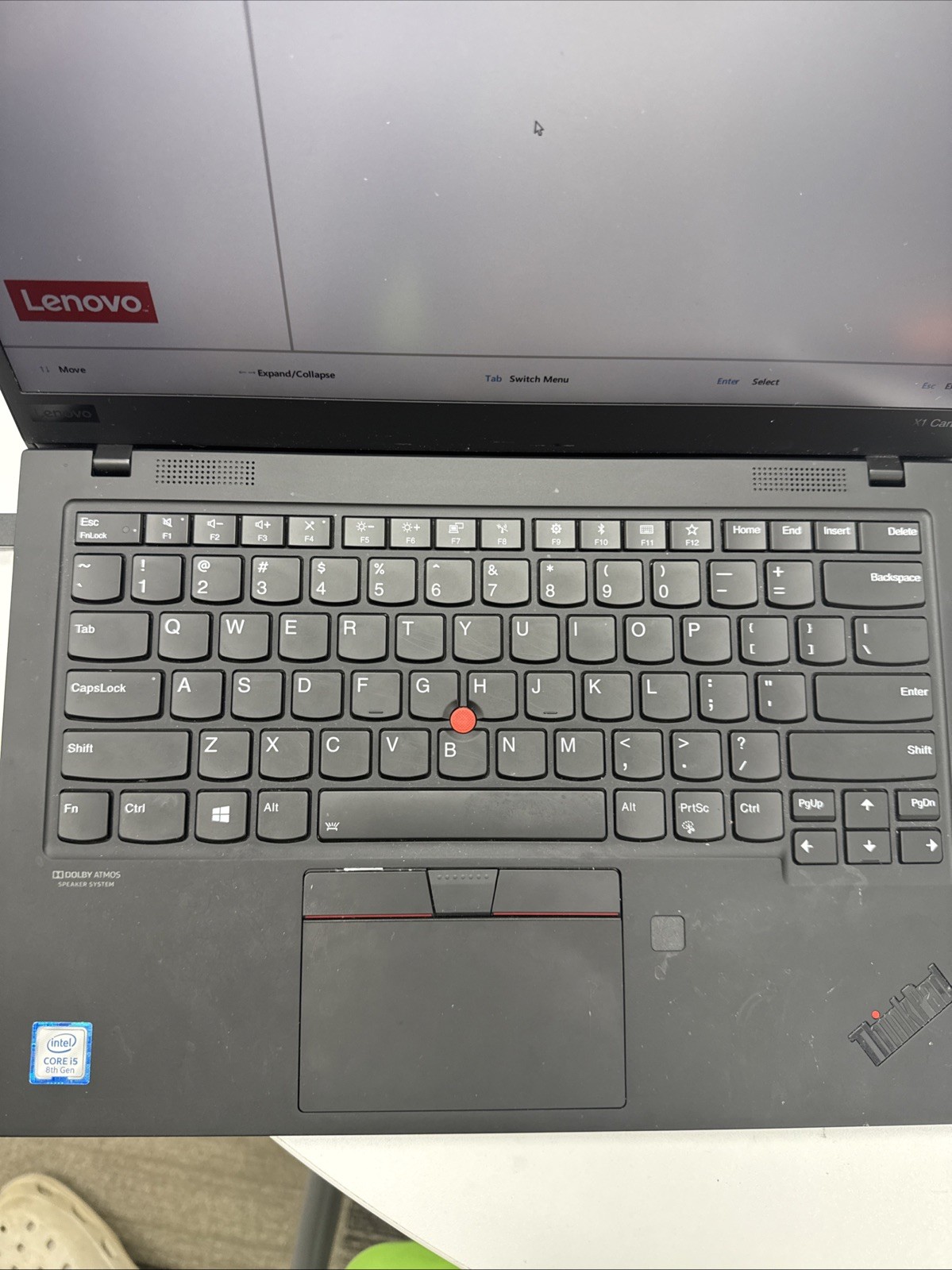 lenovo thinkpad x1 carbon gen 7 i5 (boots to bios)