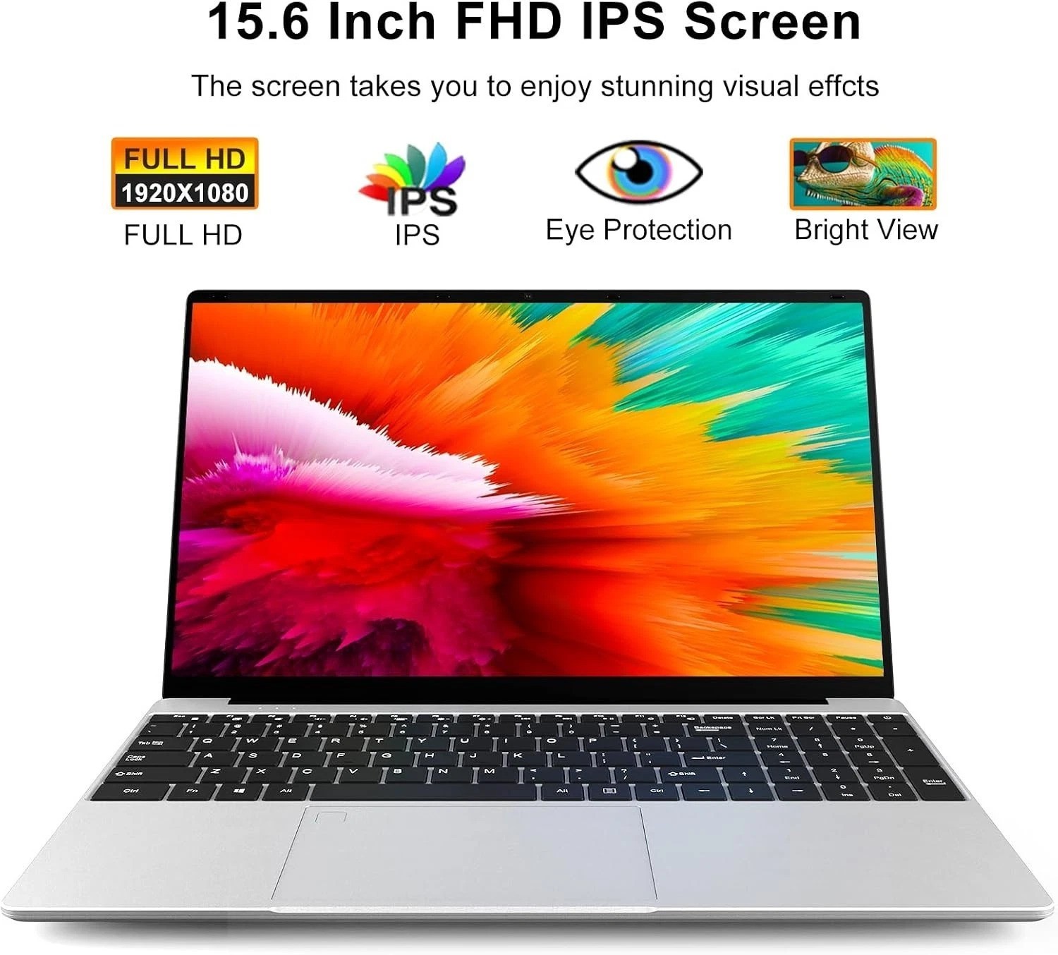 Portable 15.6 Inch FHD Laptop, 8GB RAM, SSD, Fingerprint Reader, Windows 11