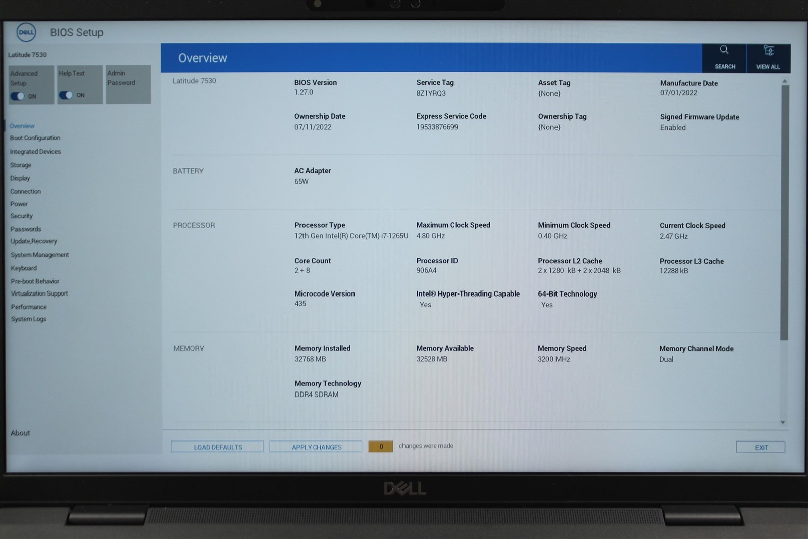 Dell Latitude 7530 15.6″ FHD Touch i7-1265U 3.6GHz 256GB SSD 32GB RAM NO OS