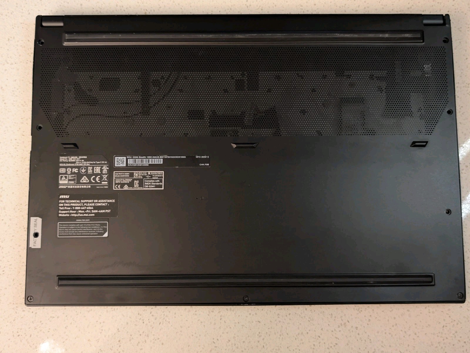 MSI GS66 Stealth 10SE-044US CHASSIS (Screen,Keyboard,Battery,Touchpad,Hinges..)