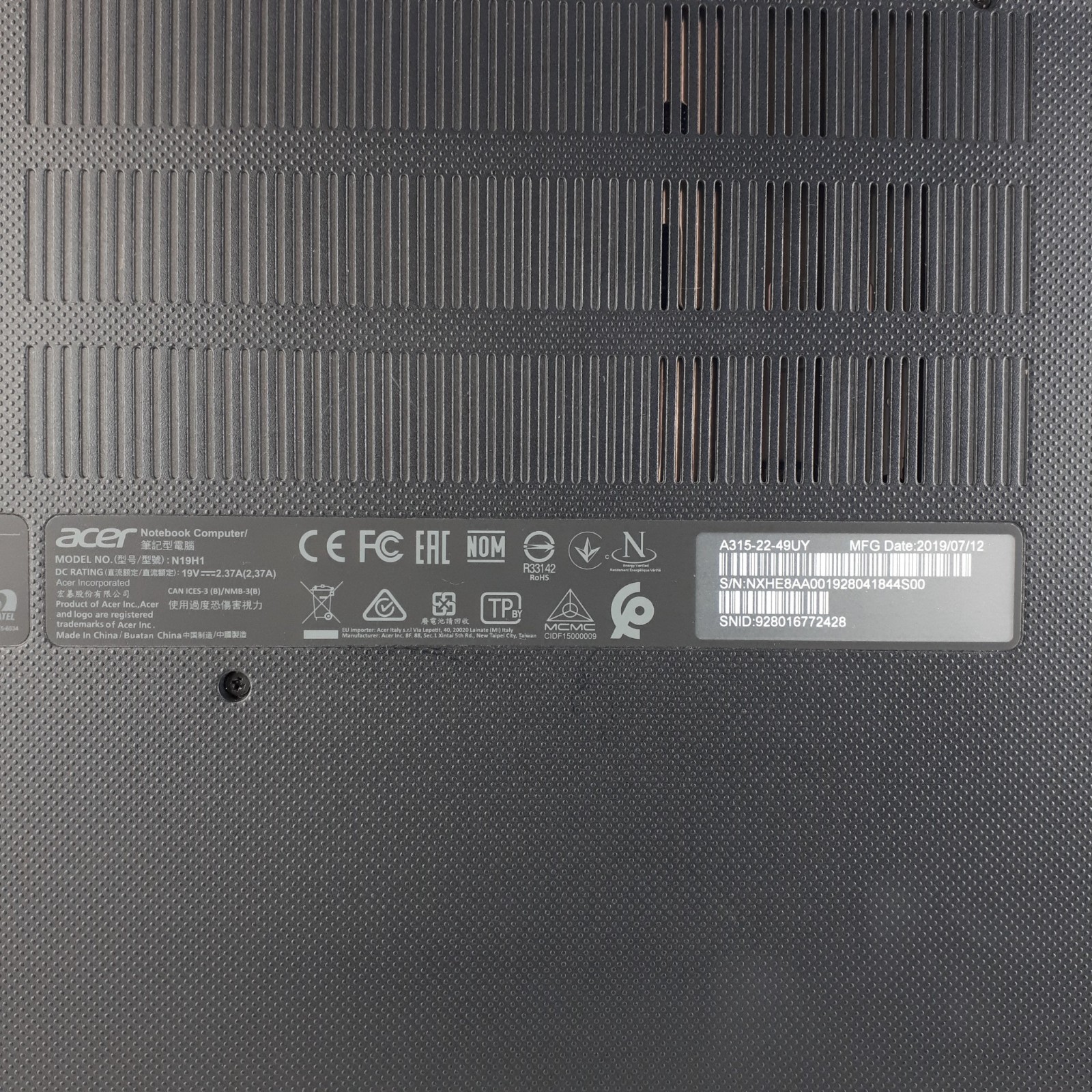 Acer Aspire A315-22 15.6″ Laptop AMD A4-9120e Radeon R3 12GB RAM 1TB HDD Win 11