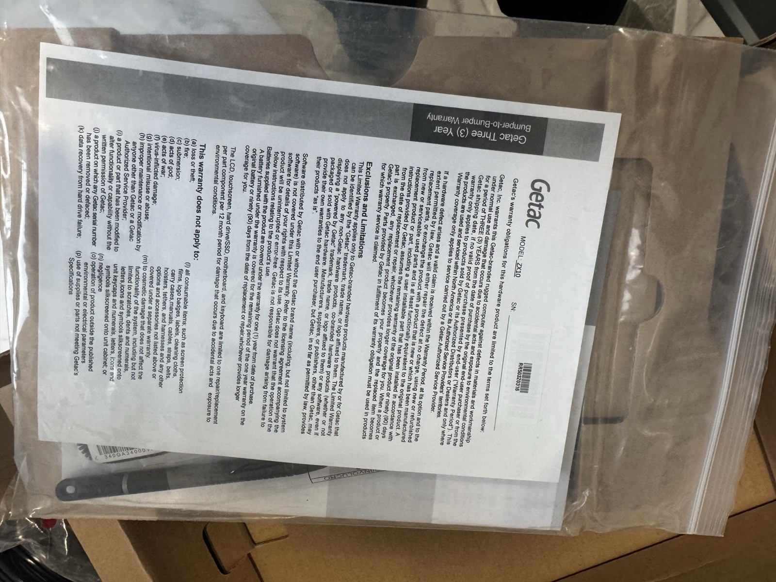Getac ZX10 G1 4GB RAM 64GB eMMC 10.1 inch Rugged Tablet. Android 13. New in Box