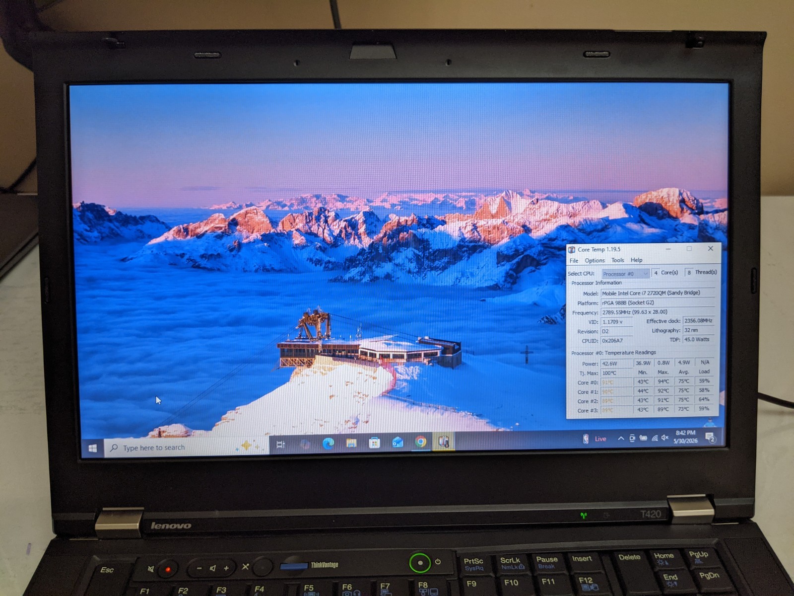 Lenovo ThinkPad T420 Quad Core i7 2720QM 8GB 250GB SSD Win 10 Pro – Grade A