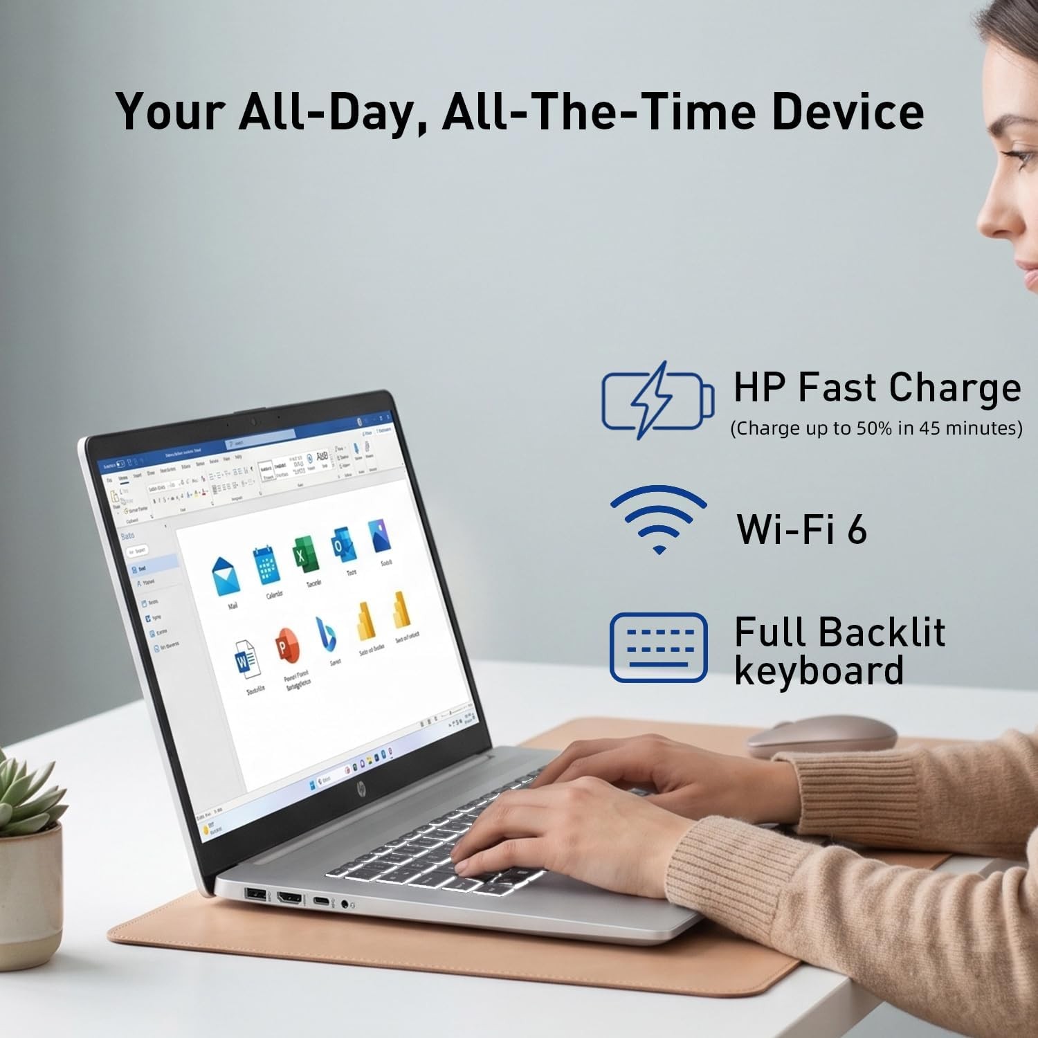 HP 17.3″ AI Laptop Touch Backlit 5.2GHz Intel Ultra 7 16GB RAM 1TB Win 11 Pro