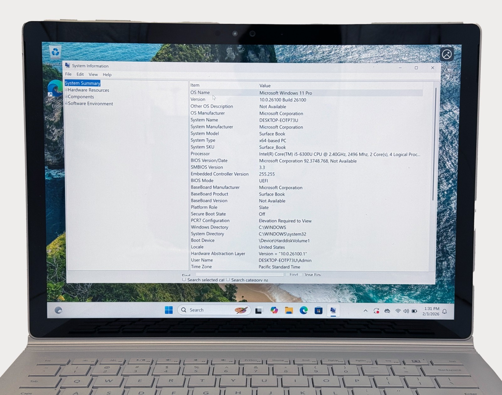 Microsoft Surface Book Intel core i5-6300u 2.4GHz 8GB RAM 128GB SSD Windows 11
