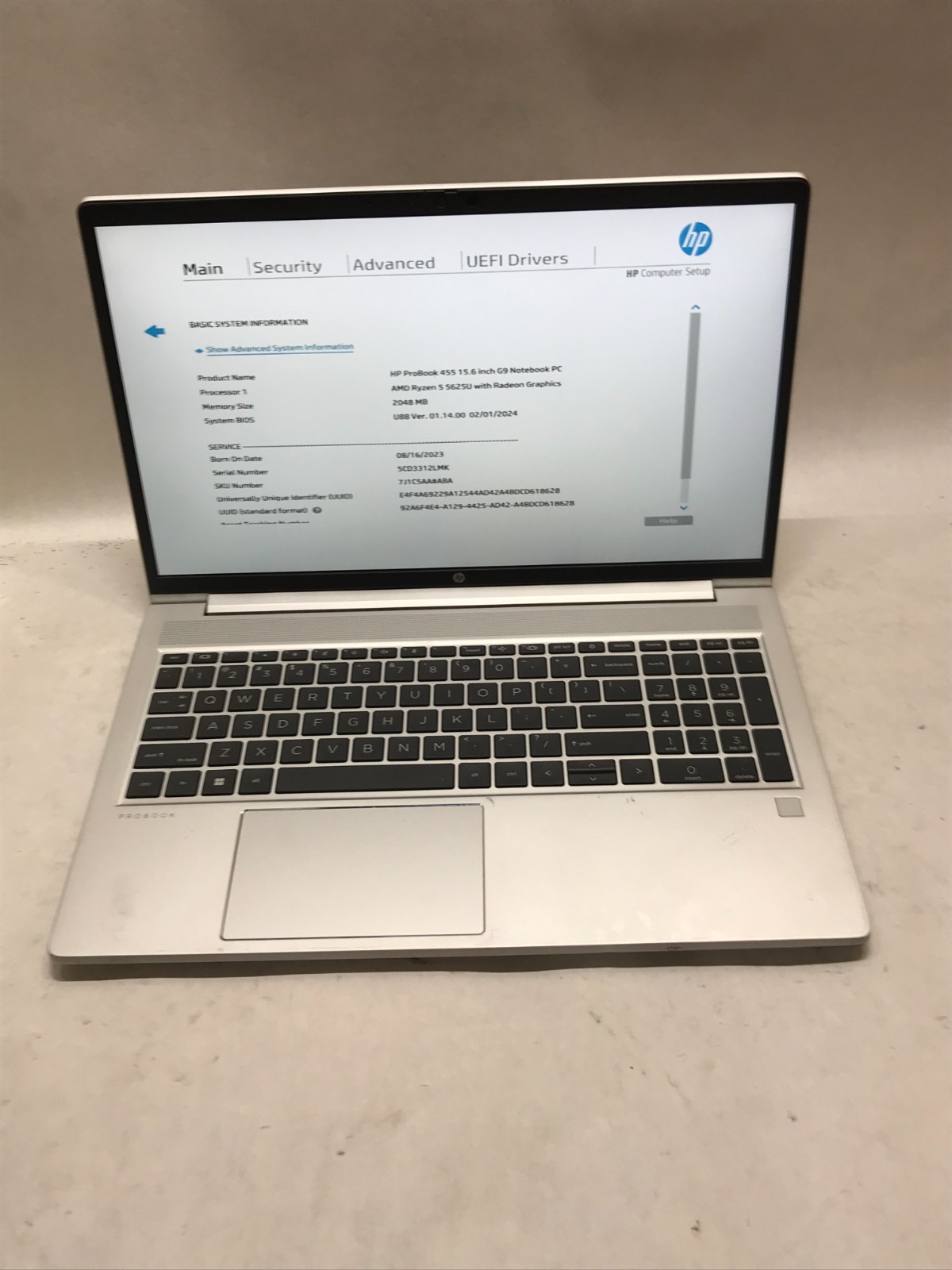 HP ProBook 455 G9 15″ AMD Ryzen 5 5625U NO RAM NO SSD/OS For Parts BENT LID – DW