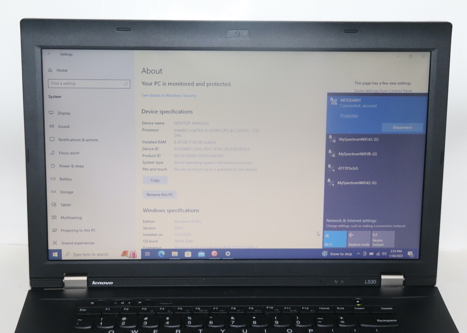 Lenovo ThinkPad L530|Core i5@2.50 GHz|8GB RAM |500 HDD|WIN 10. PROF|WIFI