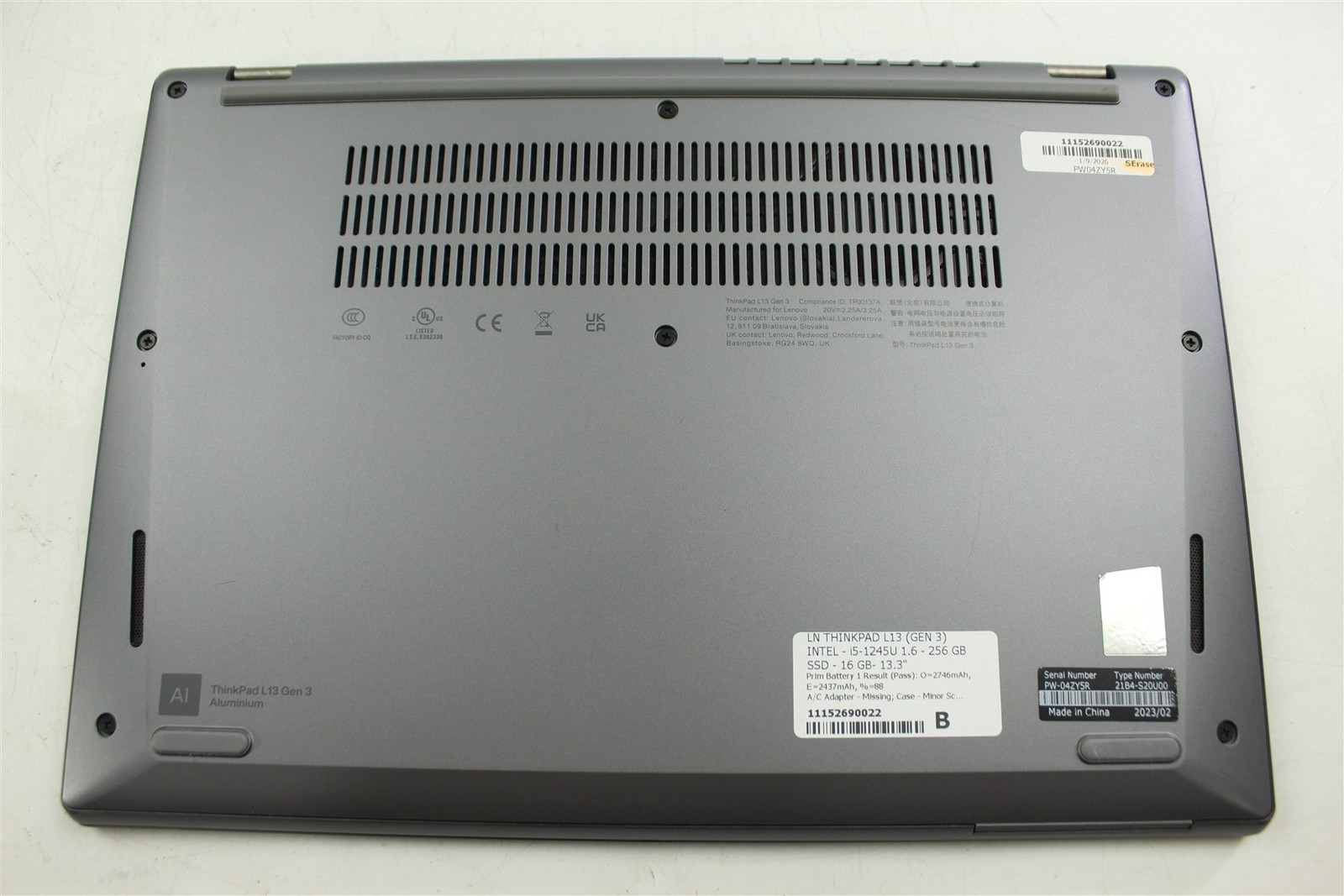 Lenovo ThinkPad L13 Gen 3 13.3″ i5-1245U 1.6GHz 256GB SSD 16GB RAM W11P