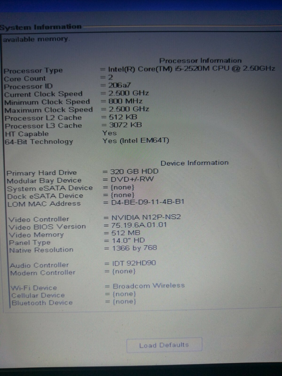 Dell Latitude E6420 14.1″ (320GB, Intel Core i5 2nd Gen., 2.50GHz, 8Gb) Laptop –