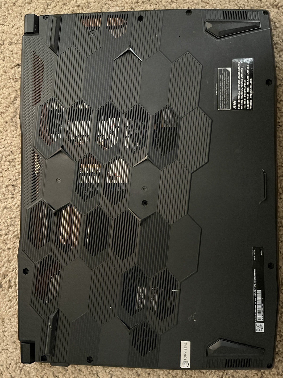 MSI Katana GF66 15.6″ i7 Nvidia RTX 3050Ti 16GB RAM 512GB