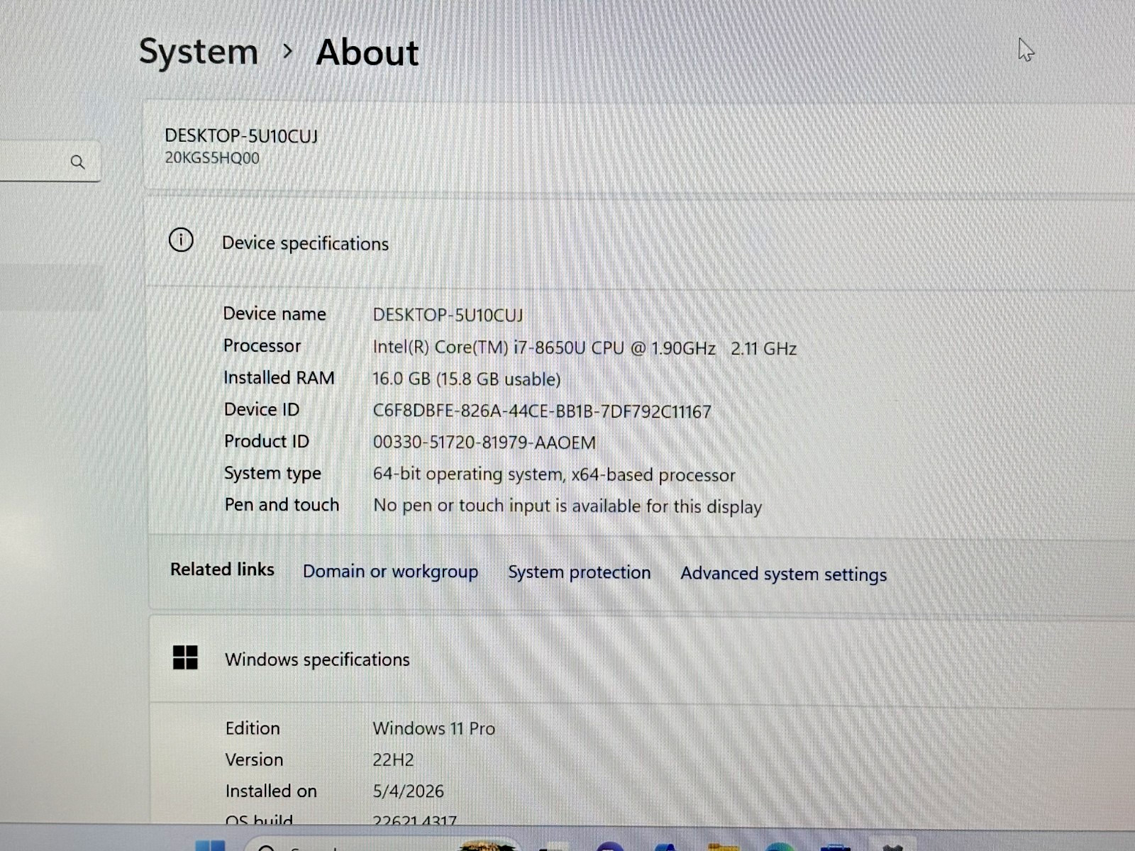 Lenovo ThinkPad X1 Carbon Gen 6 Intel i7-8th Gen 16GB RAM 256GB SSD Win 11 Pro*