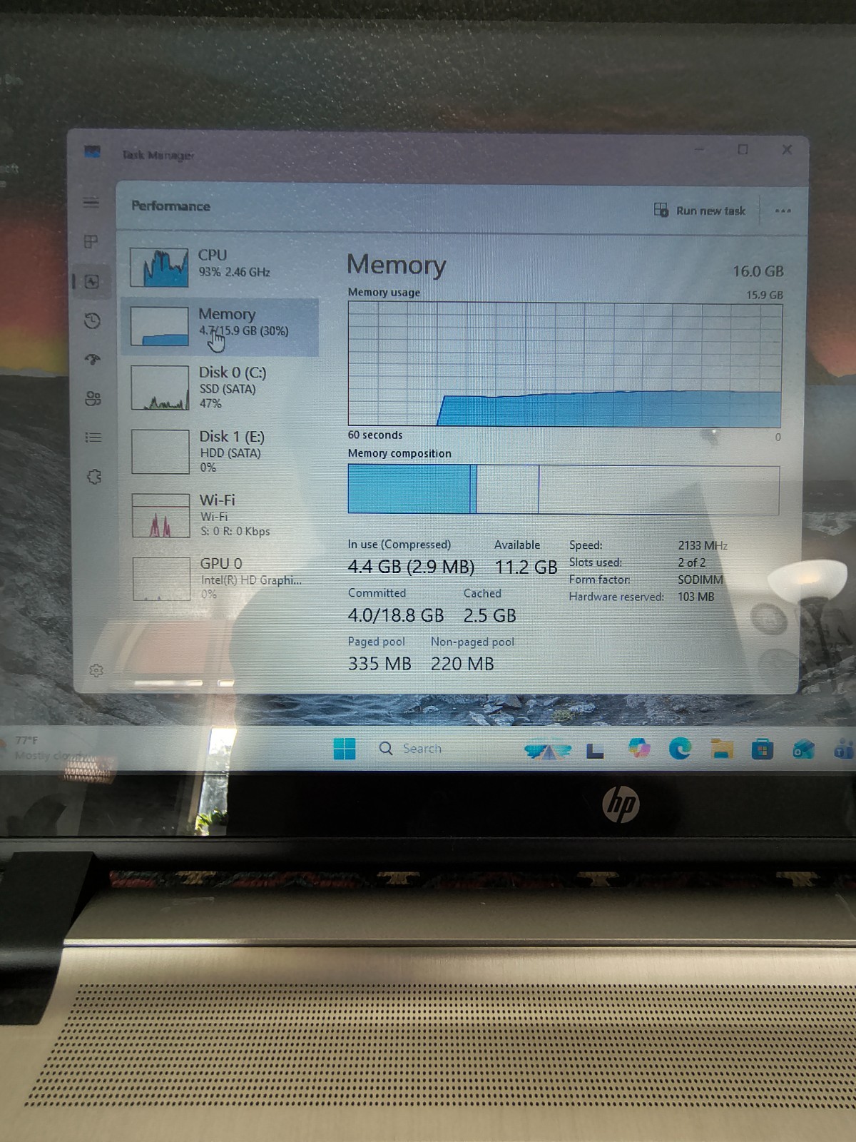 HP ProBook 450 G3 15″ TS 6th Gen i5@2.3GHz 16GB 128GB SATA SSD+1TB HDD Win11Home