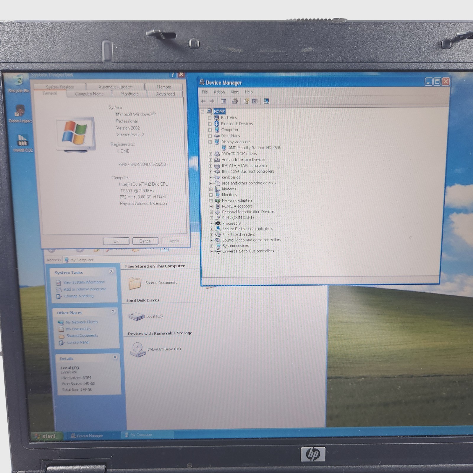 Retro Gaming Laptop HP Compaq 8510P Intel 2.4GHz 4gb RAM 150gb HD Windows XP Pro
