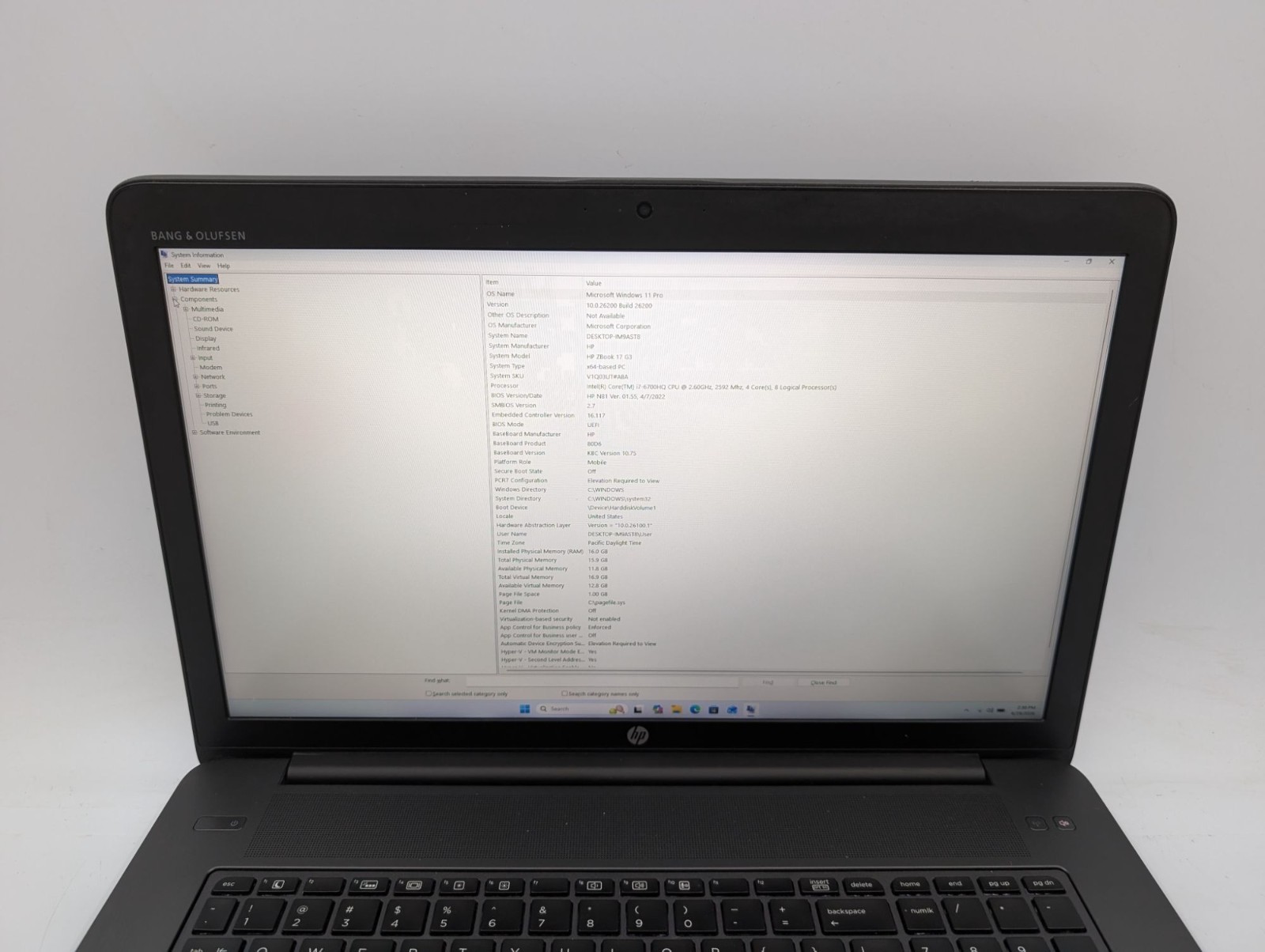 HP ZBook 17 G3 17.3″ Intel Core i7-6700HQ 2.60 GHz 16GB RAM 512GB SSD Win 11 Pro