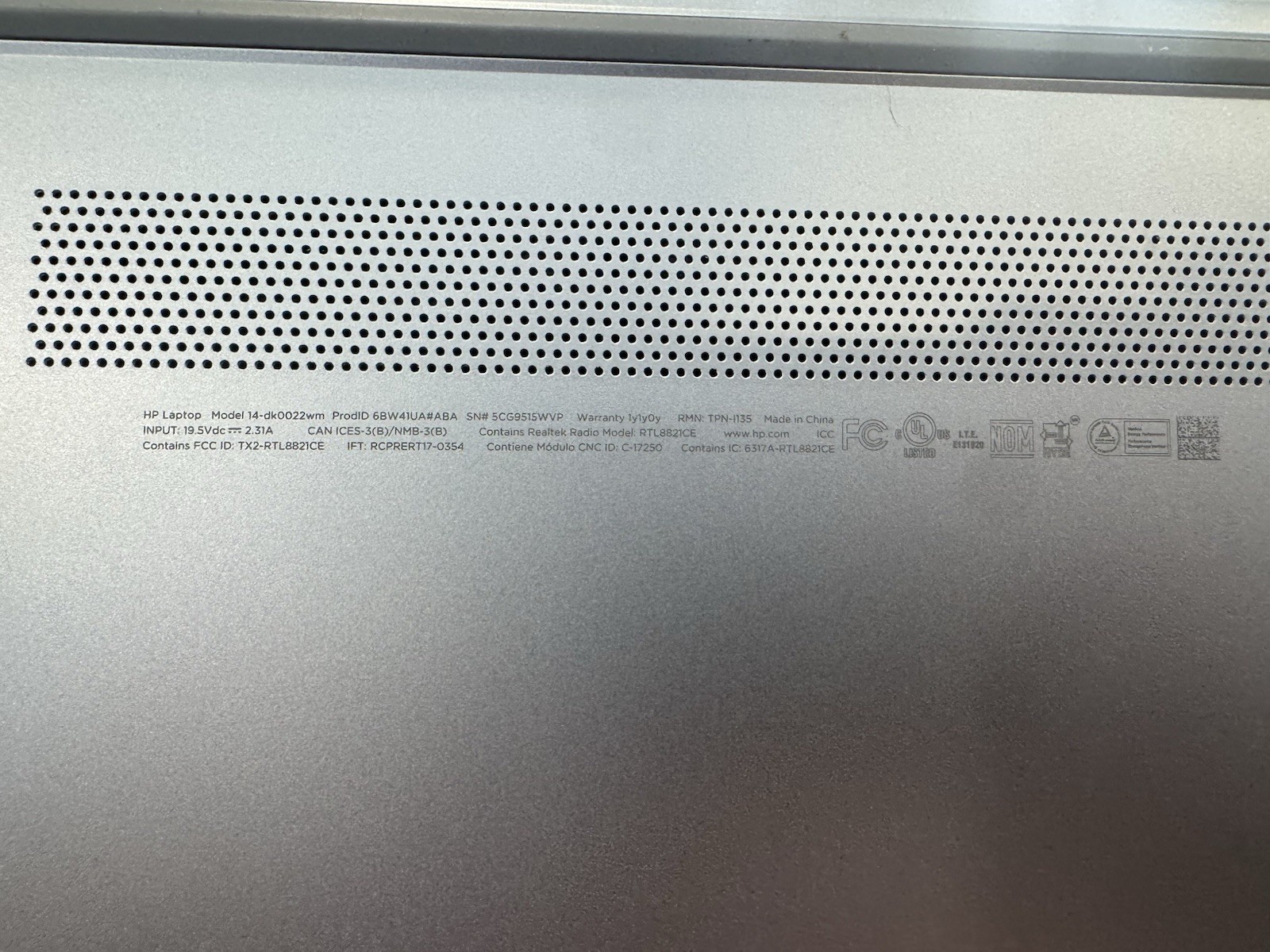 HP Laptop — Model 14-dk0022wm