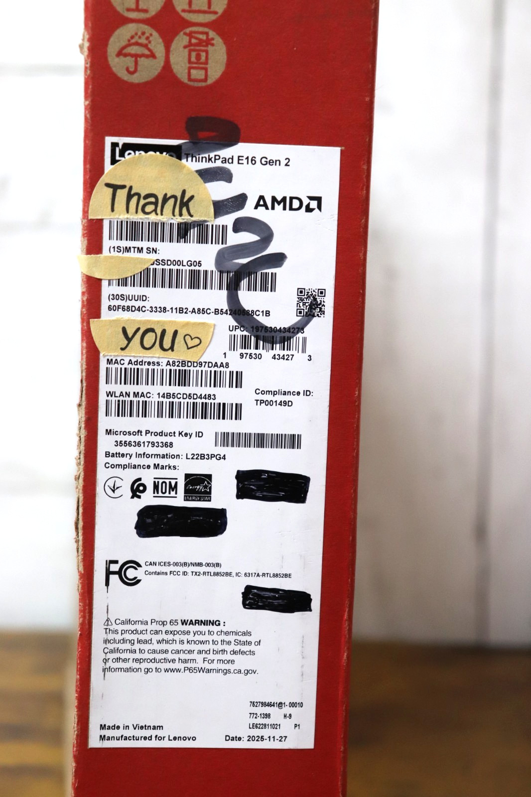 Lenovo ThinkPad E16 Gen 2 16″ WUXGA Ryzen 5 7535U 8GB 256GB SSD CAM FPR Win11Pro